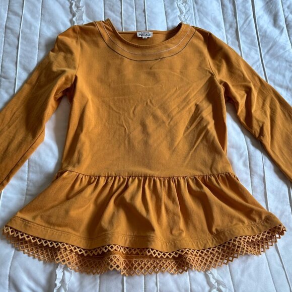 Finding Foxtale Girls Size 10 EUC Stay Golden Peplum Long Sleeve Top - Picture 1 of 3